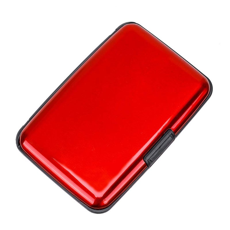 ELFISH حافظة بطاقات الائتمان المضادة للترددات RFID من ELFISH، علبة هوية من الألمنيوم، غلاف صلب لحفظ بطاقات العمل، محفظة معدنية للرجال أو النساء (ألمنيوم، أحمر) - Image 4